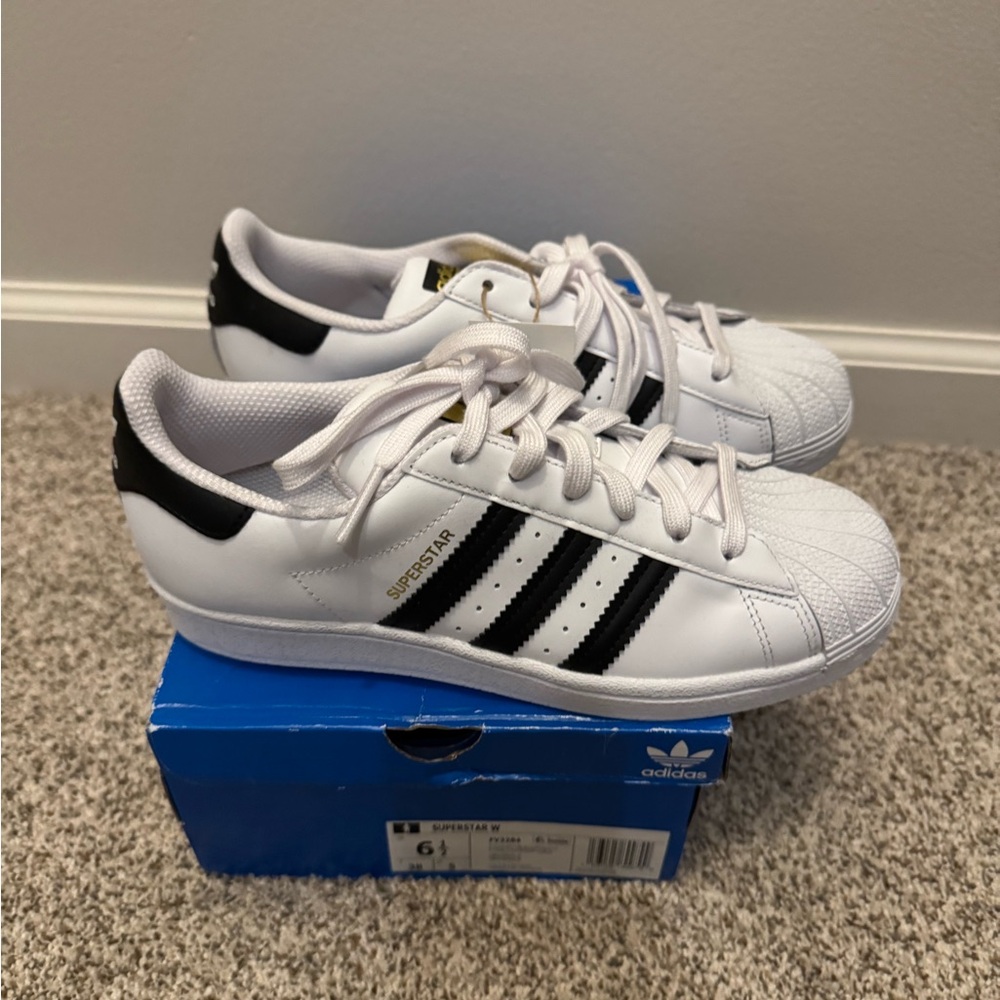 Adidas Superstar White and Black Shoes